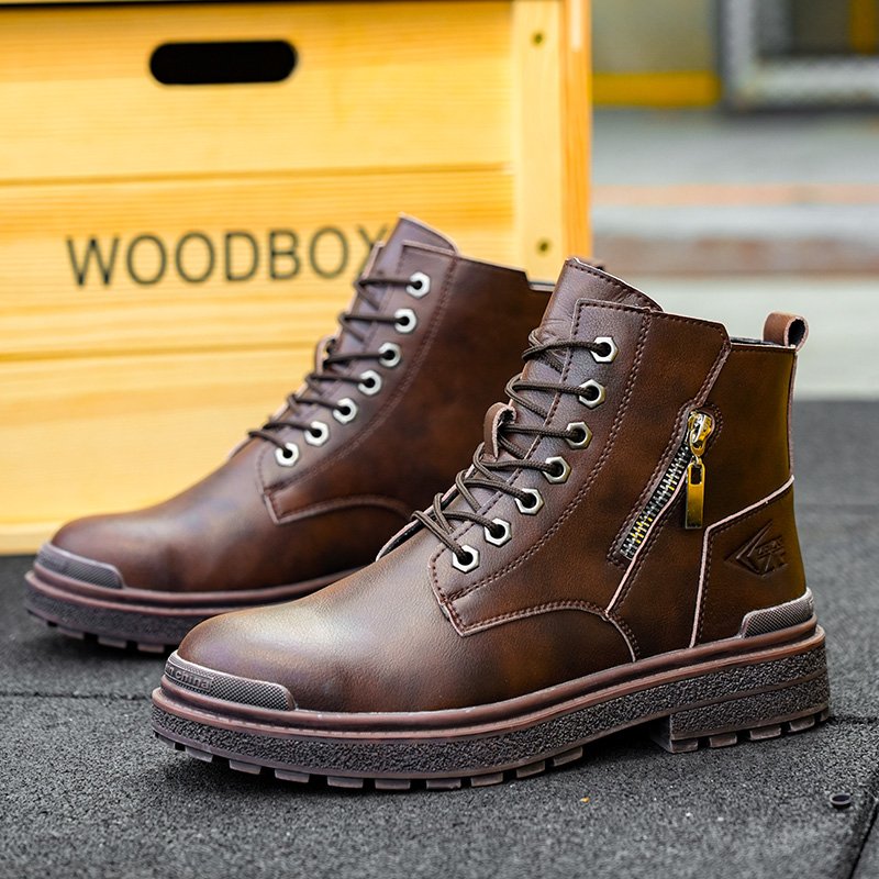 Wholesale brown microfibre leather upper rubber outsole with steel toe anti-smash anti-puncture work safety shoes boots