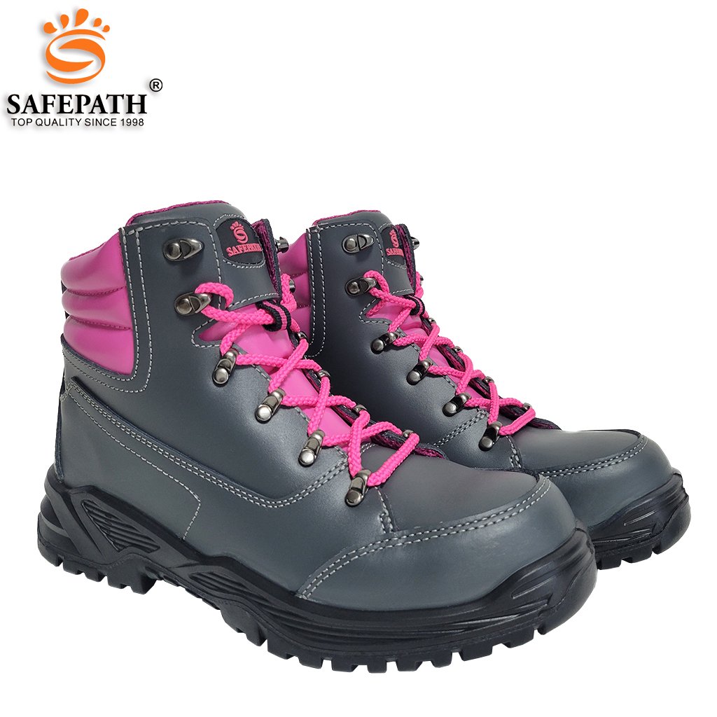 Safepath Ladies Genuine Leather safety boots Waterproof Anti-slip Protective work shoes steel toe S3 Safety Shoes for women