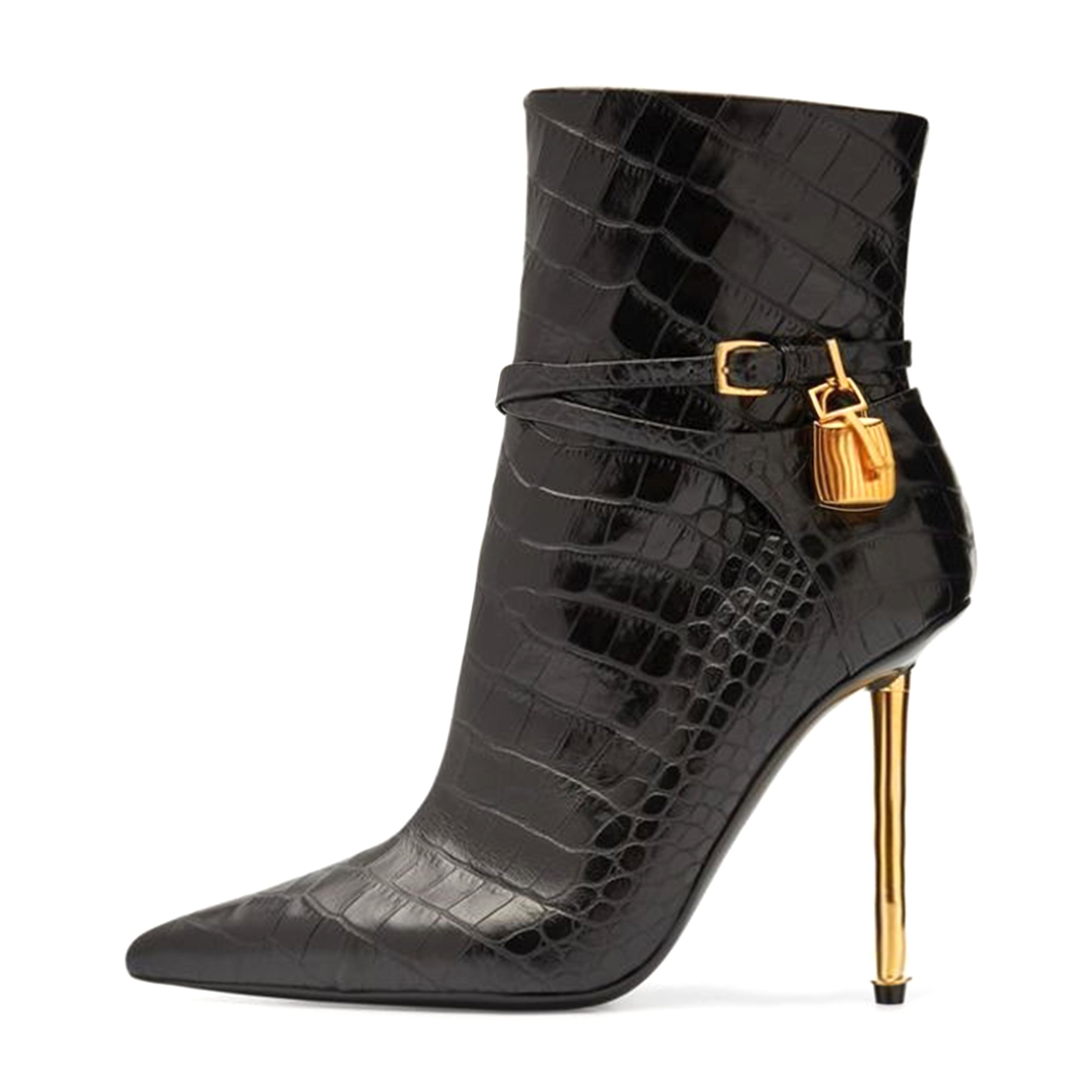 2023 Catwalk Metal Heel Stiletto Boots Fashion High Heels zipper High Heel Shoes Women's Ankle Leather Shoes Boots