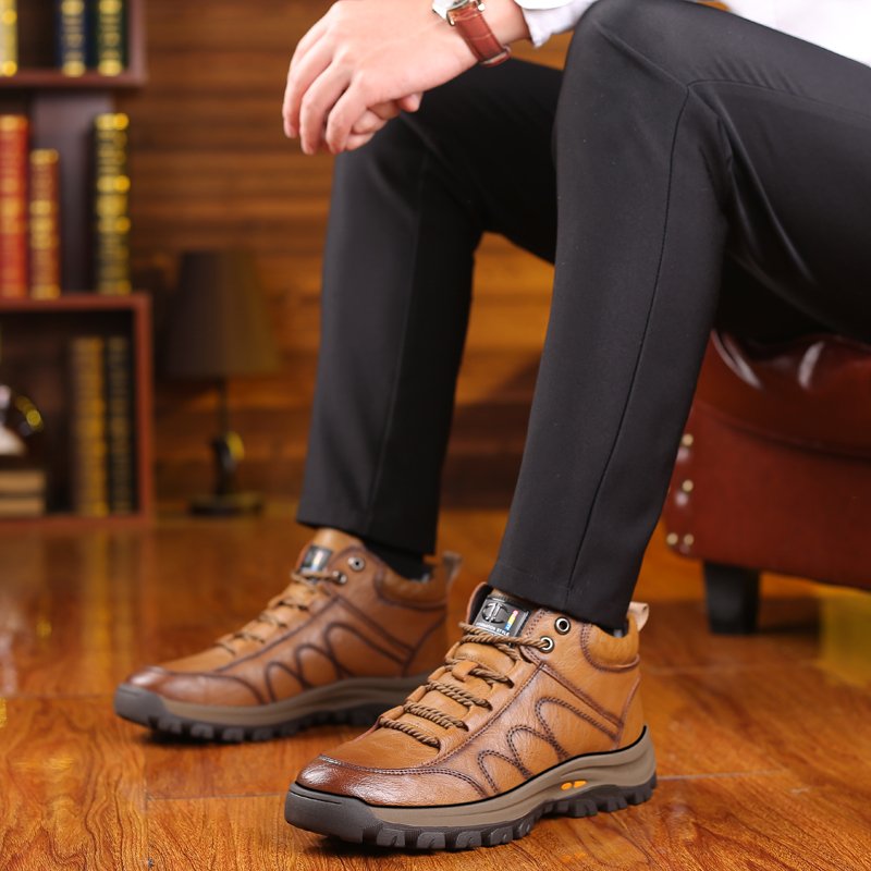 Custom Service Walking Ankle Trendy Genuine Shoes Mens Leather Boots For Men