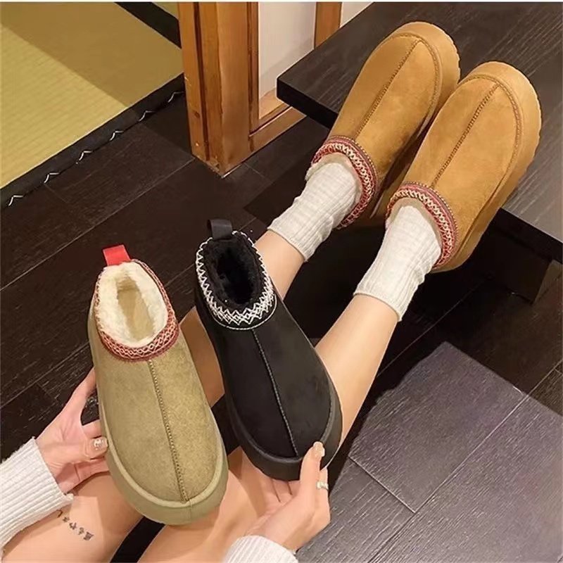 Classic Winter Women's Chelsea Ankle Flats Comfortable Suede Plush Warm Casual Boots Cotton Goth Fashion Snow Boots Platform