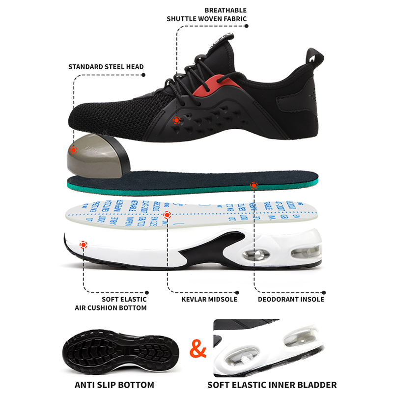 Safety shoes Lightweight Sneakers Slip Resistant Safety Work Boots Steel Toe Shoes for Men Work Women