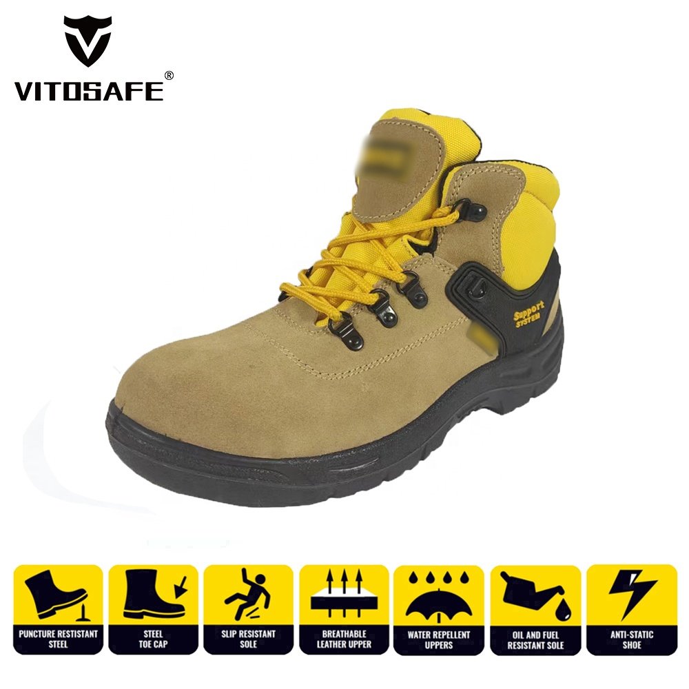 VITOSAFE Wholesale Custom Factory Protective Mid Cut Steel Toe Work Safety Shoes Boots S3 for Men