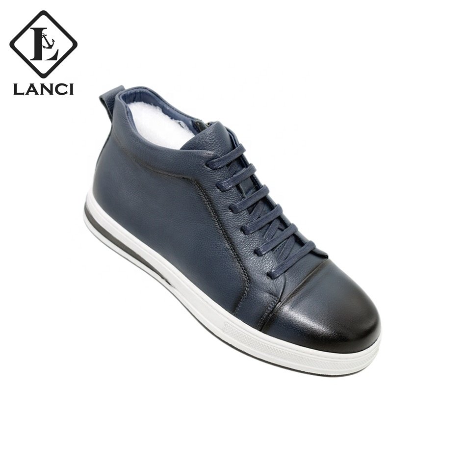 LANCI boots manufacturer custom shoes luxury genuine leather lace-up casual boots for men ankle