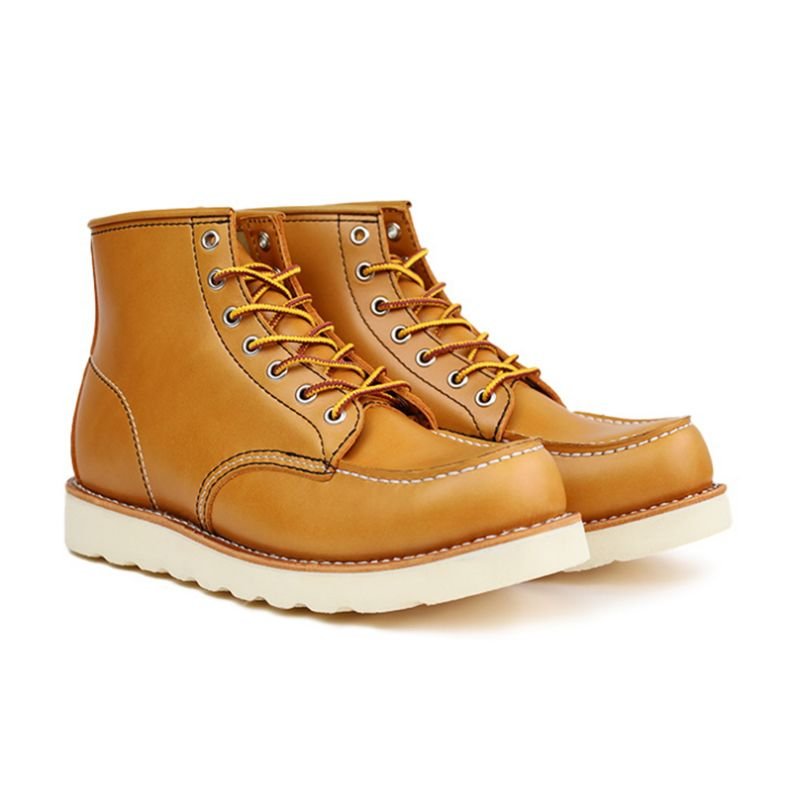 Goodyear Men's Winter Boots in Western Style Genuine Leather Lace-Up Closure Breathable and Height Increasing Safety Shoes