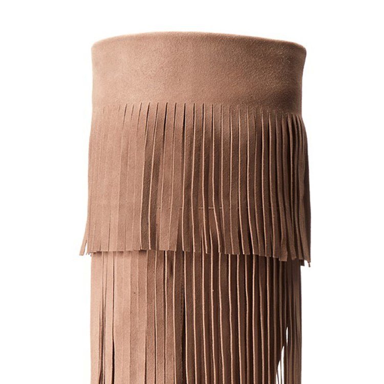 Fashion new design latest brown leather with tassel knee high heel women boots thigh high boots