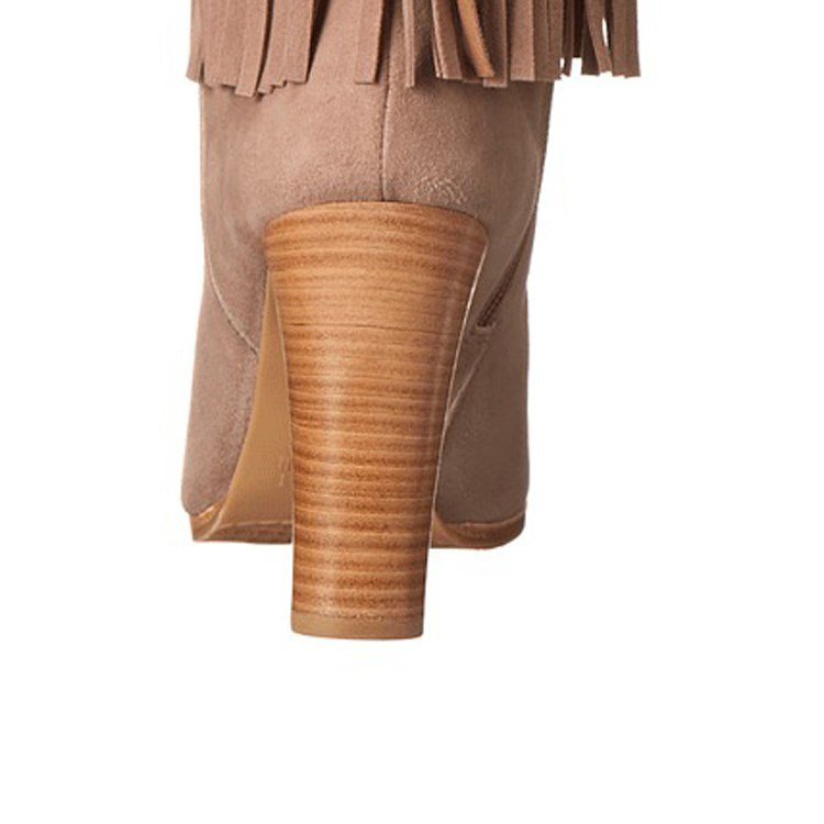 Fashion new design latest brown leather with tassel knee high heel women boots thigh high boots