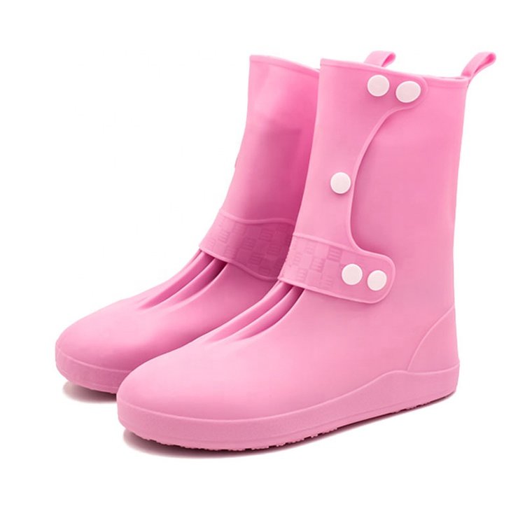 Reusable Waterproof Rain Shoe Covers Boots Flat safety Overshoes Anti-Slip PVC plastic boot covers Outdoor running shoe covers