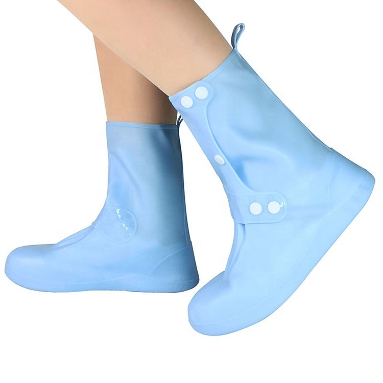 Reusable Waterproof Rain Shoe Covers Boots Flat safety Overshoes Anti-Slip PVC plastic boot covers Outdoor running shoe covers