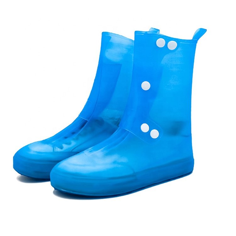 Reusable Waterproof Rain Shoe Covers Boots Flat safety Overshoes Anti-Slip PVC plastic boot covers Outdoor running shoe covers
