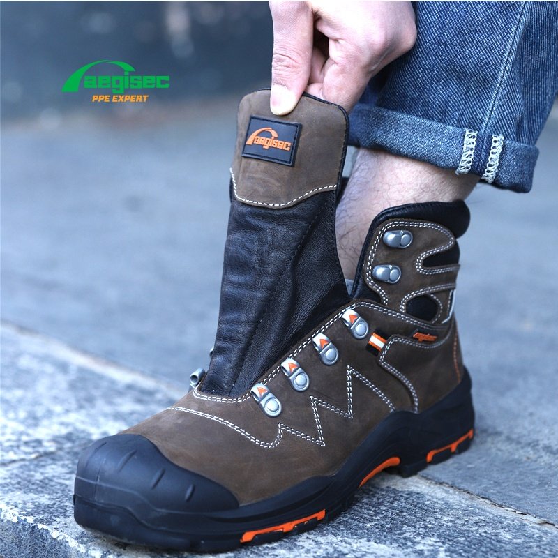 AEGISEC nubuck leather steel toe shoes work boots anti slip bota de seguridad prevent puncture safety shoes for men