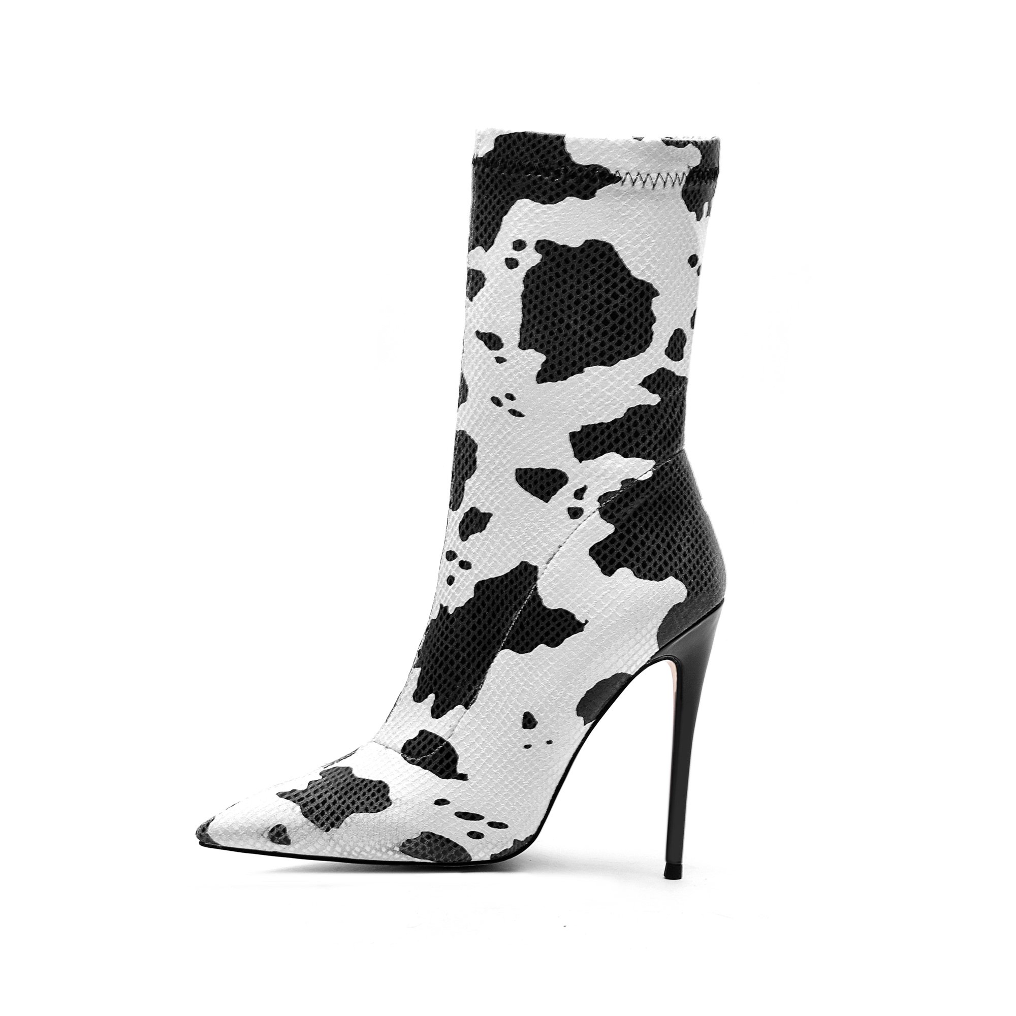 Factory Custom Women Ankle Boots High Heels Boots Pointed Toe Pumps Slip-on Thin Heel Shoes Rubber Winter Boots for Women PU