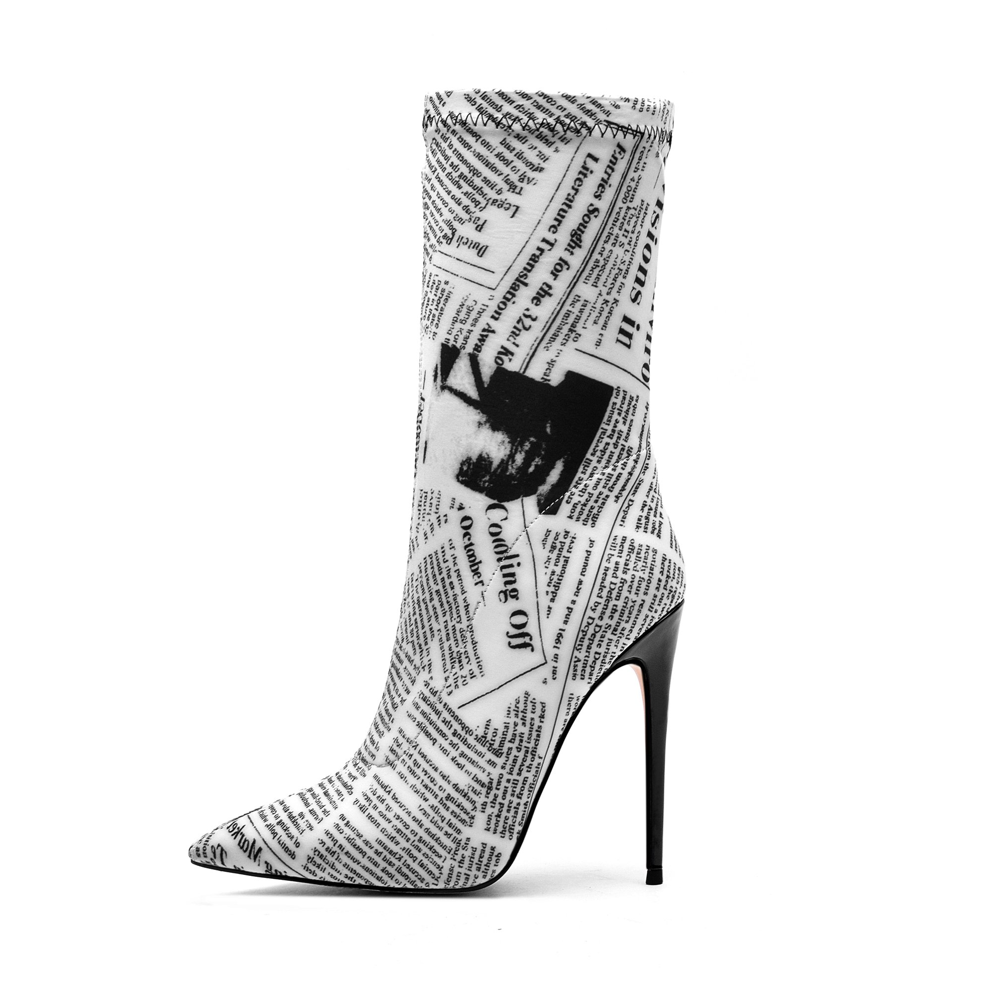 Factory Custom Women Ankle Boots High Heels Boots Pointed Toe Pumps Slip-on Thin Heel Shoes Rubber Winter Boots for Women PU