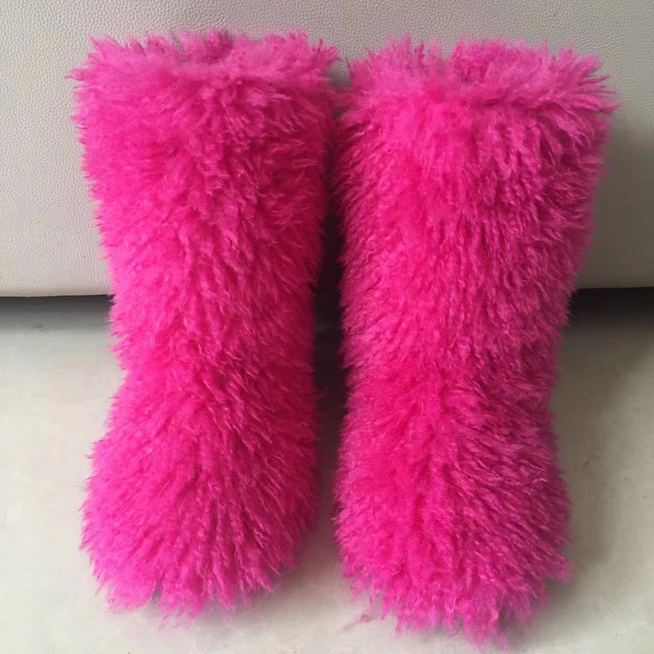 2024 New Fashion Warm Faux Fur Adults and Kids Snow Boots Mongolian Fur Mid-Boots Parent-child Winter Shoes