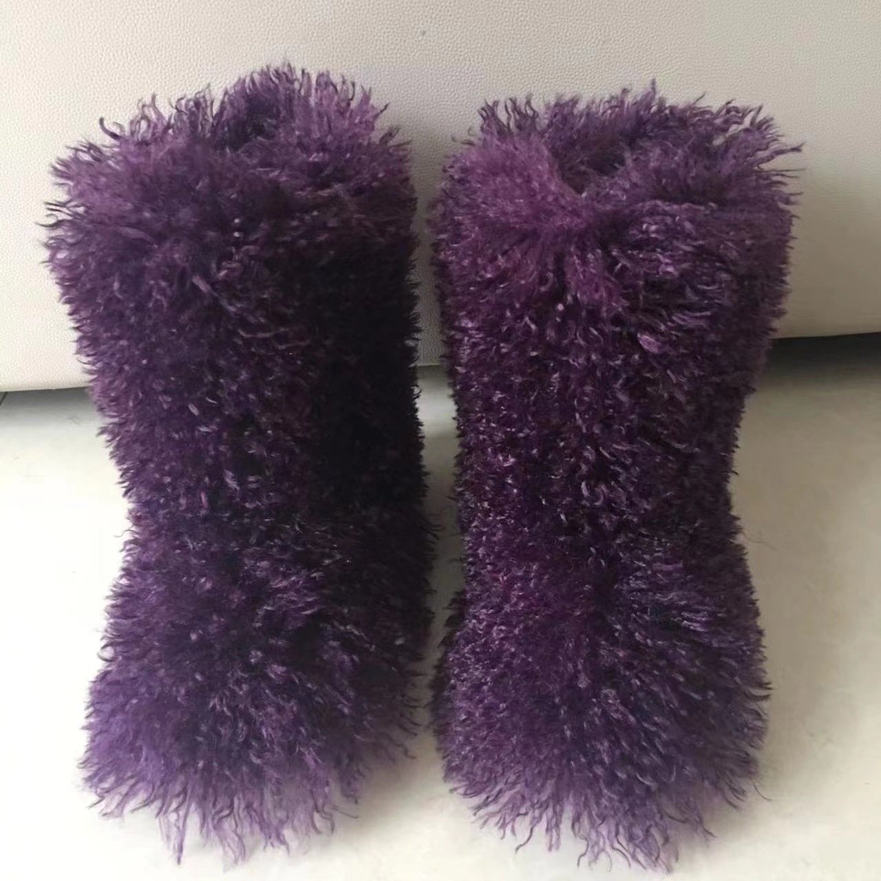 2024 New Fashion Warm Faux Fur Adults and Kids Snow Boots Mongolian Fur Mid-Boots Parent-child Winter Shoes