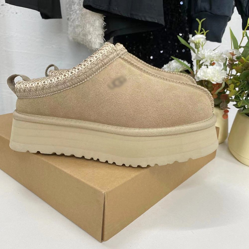 Wholesale Custom Ugly Australia Wool Sheepskin Genuine Leather Warm Slip-on Tasman Slippers Snow UG Boots Shoes For Women