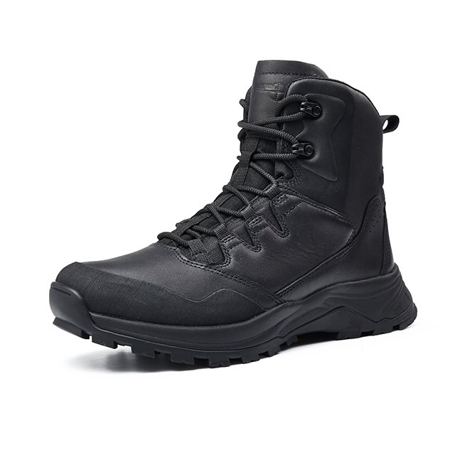 China Factory Wholesale Price Black Leather Ankle Combat Training Shoes Outdoor Full Grain Leather Officer Boots