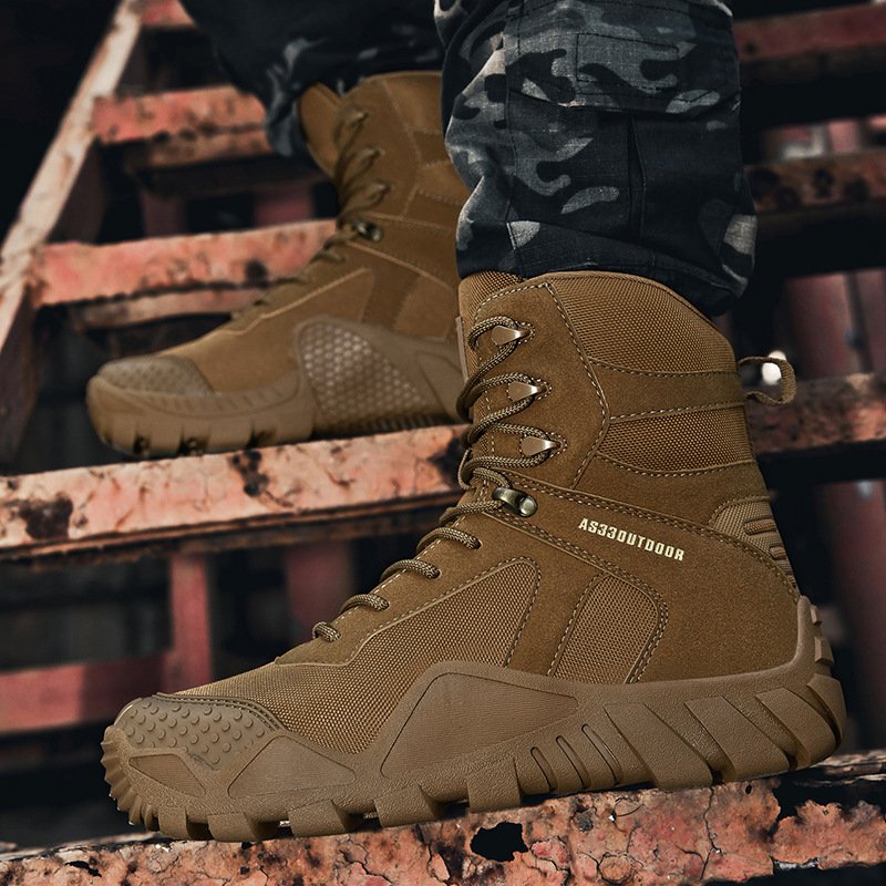 Waterproof Hiking Boots Outdoor Shoes Black and Brown Ankle Boots Lace Up for men tactical boots black