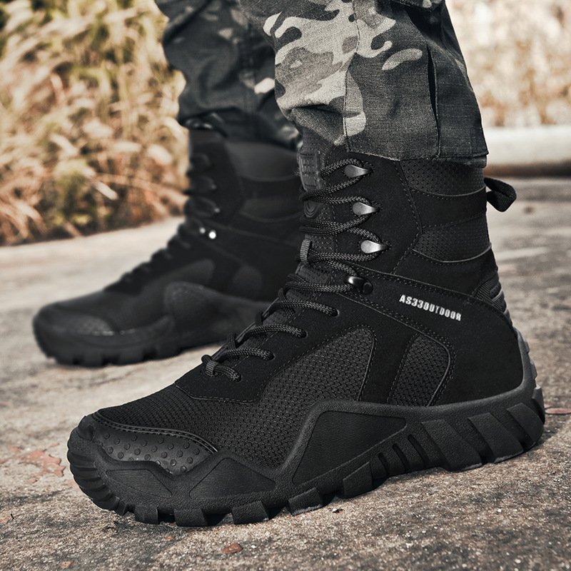 Waterproof Hiking Boots Outdoor Shoes Black and Brown Ankle Boots Lace Up for men tactical boots black