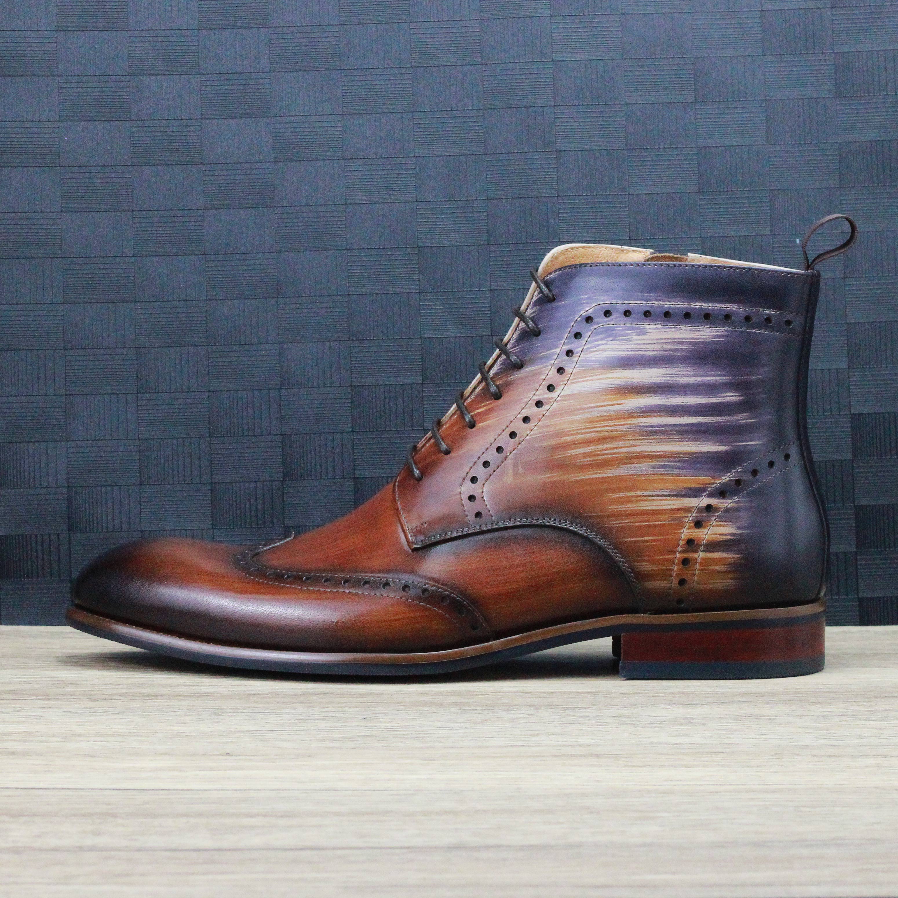 High quality fashion handmade leather men's genuine leather boots Outdoor classy leather boots 2024