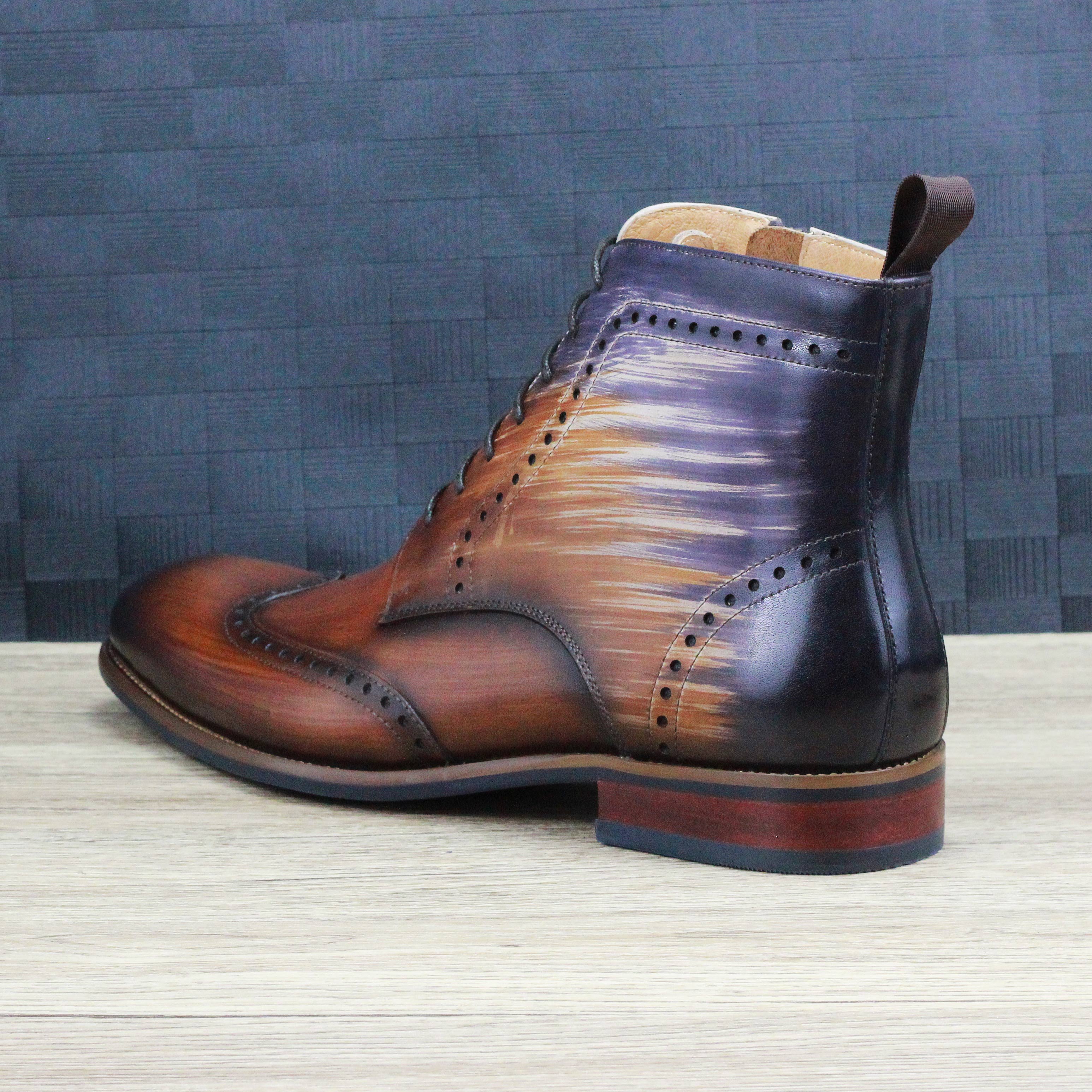 High quality fashion handmade leather men's genuine leather boots Outdoor classy leather boots 2024