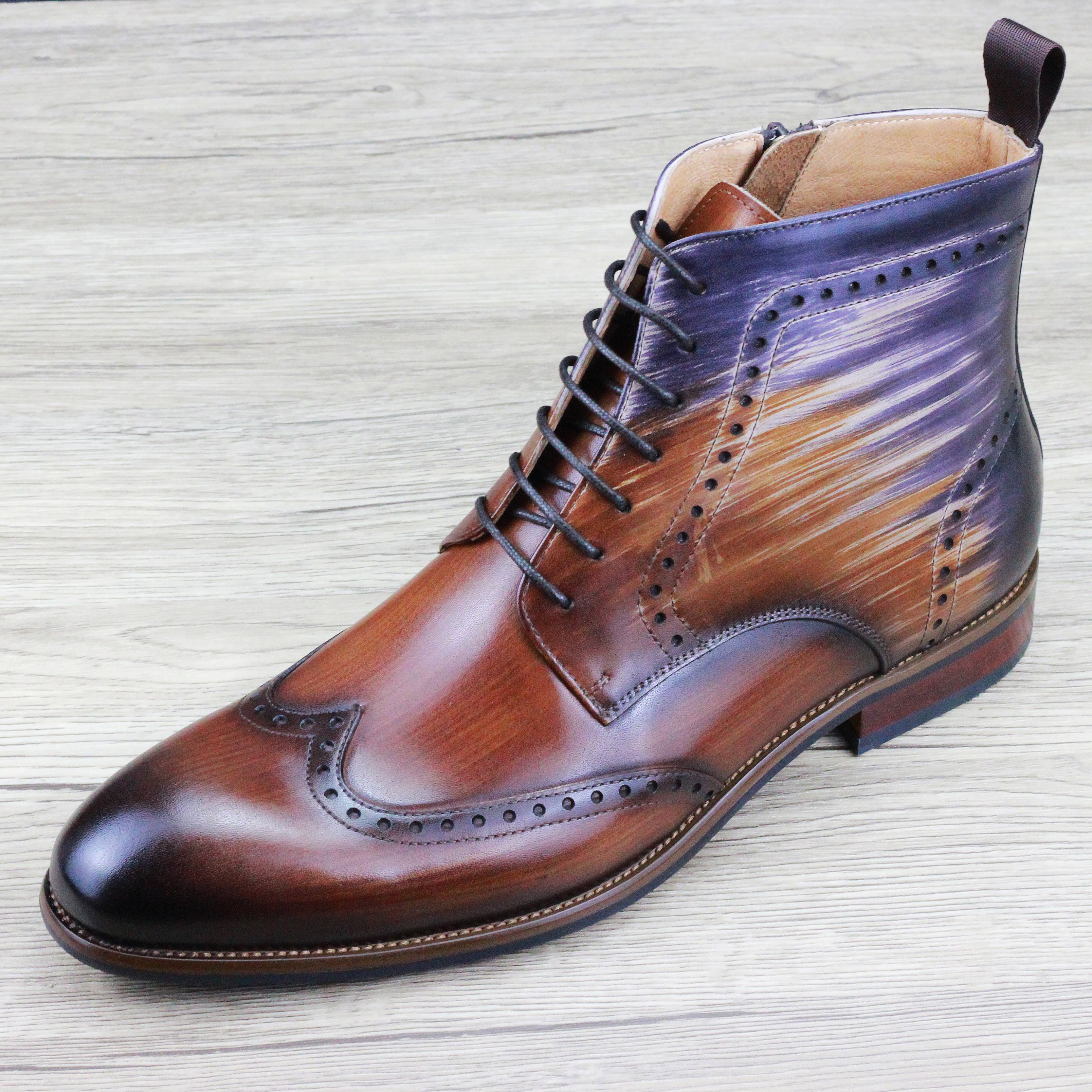 High quality fashion handmade leather men's genuine leather boots Outdoor classy leather boots 2024
