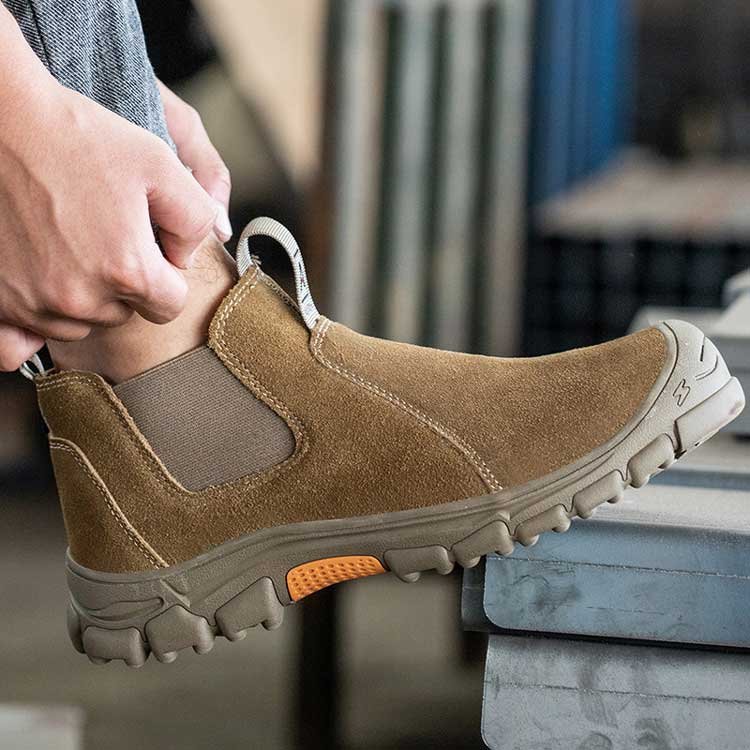 High quality anti smash steel toe safety welding boots mid cut anti puncture cowhide leather work boots