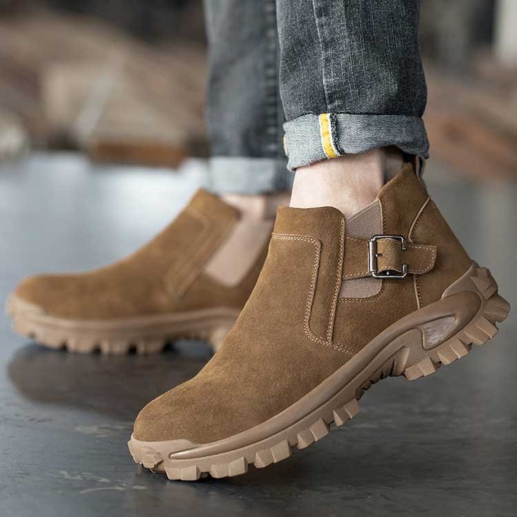 High quality anti smash steel toe safety welding boots mid cut anti puncture cowhide leather work boots
