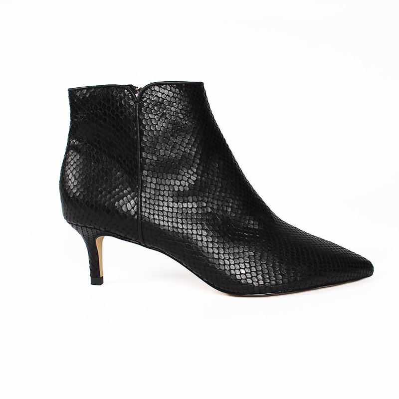 2024 Custom Sexy Snake Skin Leather Ankle Stiletto Boots Thin High Heel Pointed Toe Breathable Zip Autumn Fashion Style Box