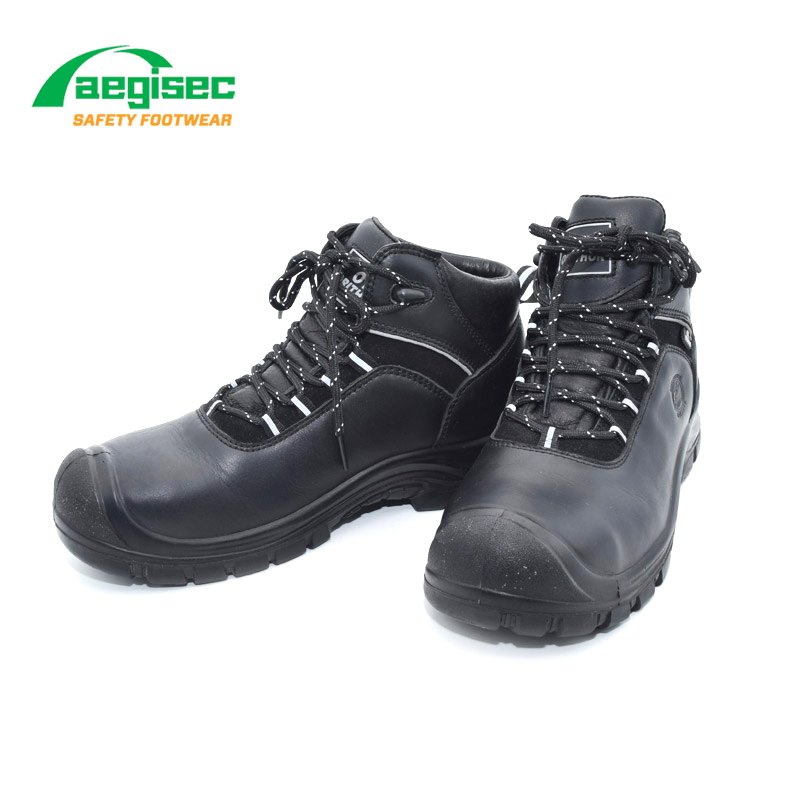 AEGISEC steel toe safety shoes leather upper PU sole penetration protection bota de seguridad security man work boots