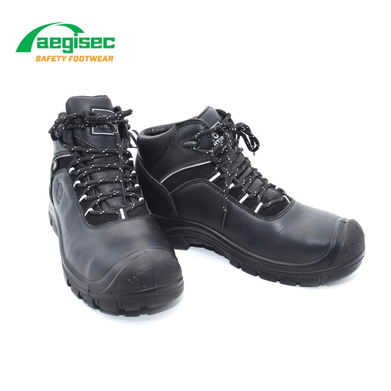 AEGISEC steel toe safety shoes leather upper PU sole penetration protection bota de seguridad security man work boots