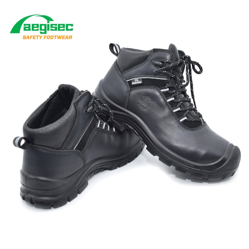 AEGISEC steel toe safety shoes leather upper PU sole penetration protection bota de seguridad security man work boots