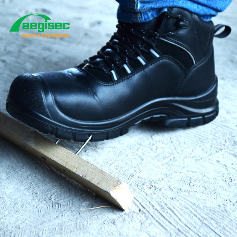 AEGISEC steel toe safety shoes leather upper PU sole penetration protection bota de seguridad security man work boots