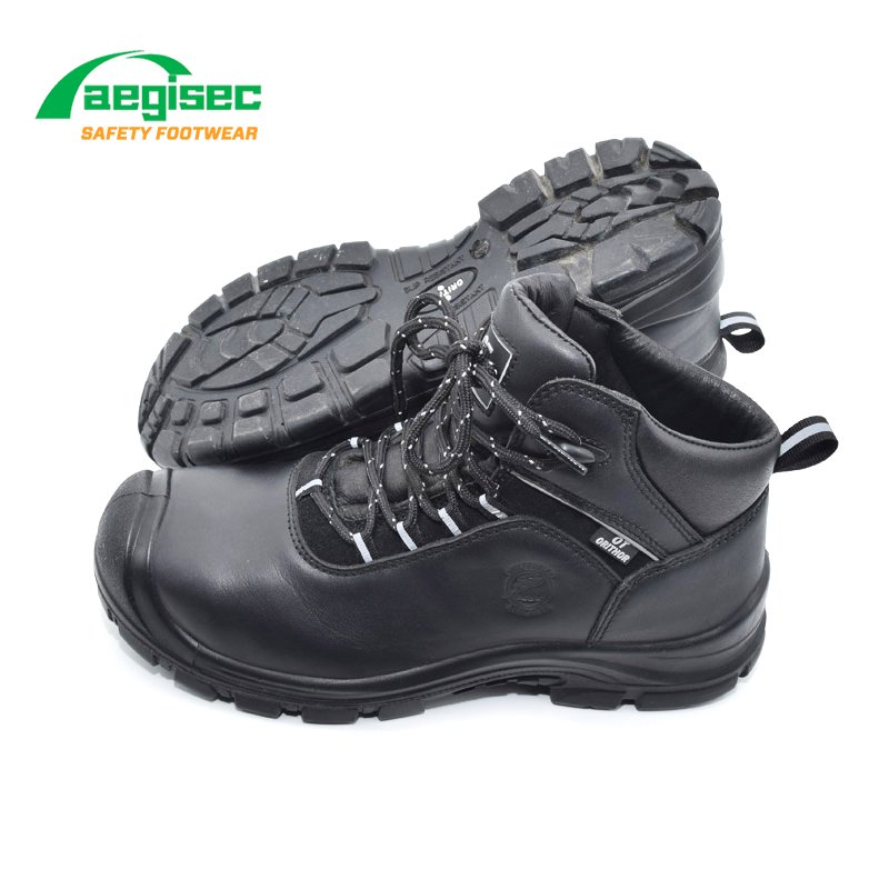 AEGISEC steel toe safety shoes leather upper PU sole penetration protection bota de seguridad security man work boots