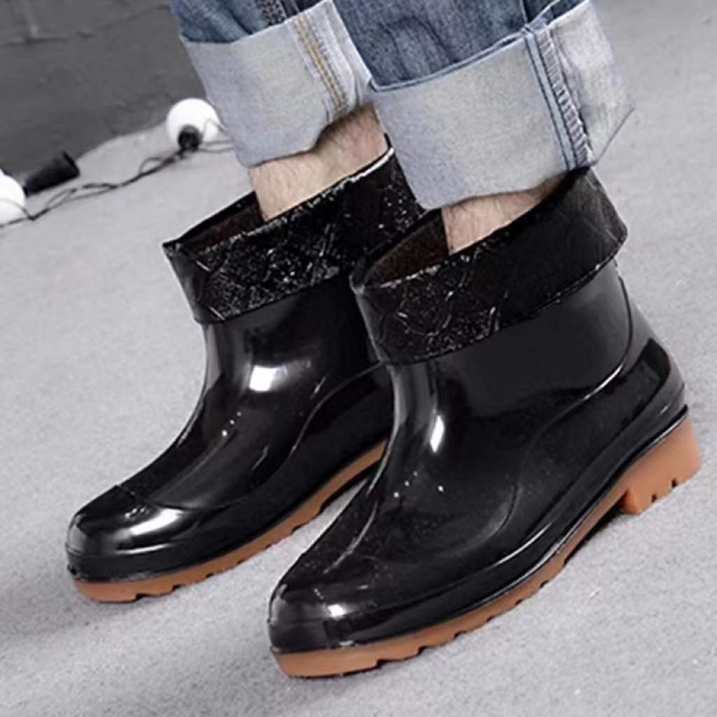 Cotton Rain Boots for Men Winter Fashion Rain Boots Portable Anti-slip Construction Site Rain Boots