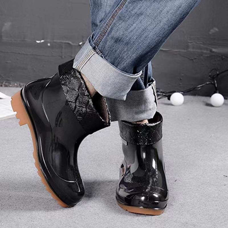 Cotton Rain Boots for Men Winter Fashion Rain Boots Portable Anti-slip Construction Site Rain Boots