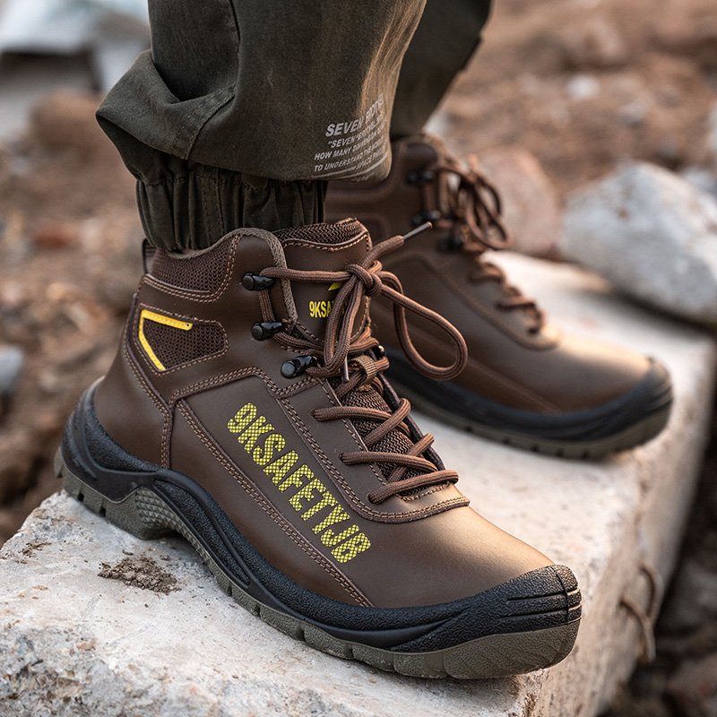 Factory custom safety boots ANTI-STATIC anti-smash anti-skid wear-resistant steel toe work boots leather safety shoes for men