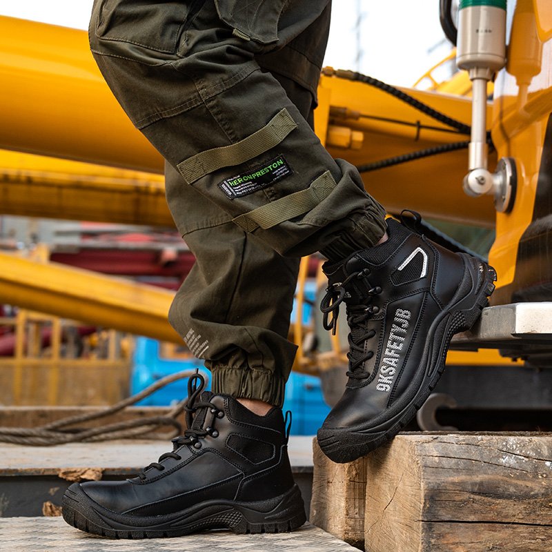Factory custom safety boots ANTI-STATIC anti-smash anti-skid wear-resistant steel toe work boots leather safety shoes for men