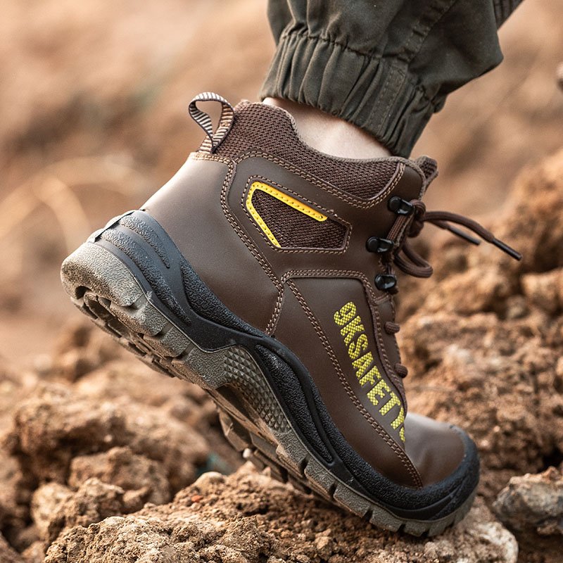 Factory custom safety boots ANTI-STATIC anti-smash anti-skid wear-resistant steel toe work boots leather safety shoes for men