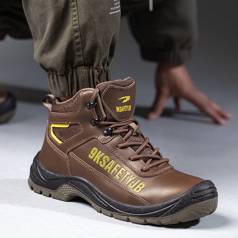 Factory custom safety boots ANTI-STATIC anti-smash anti-skid wear-resistant steel toe work boots leather safety shoes for men