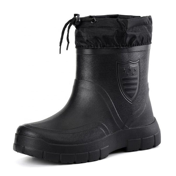 Waterproof anti slip oil acid resistant lightweight eva rain boots keep warm winter ankle eva boots for men