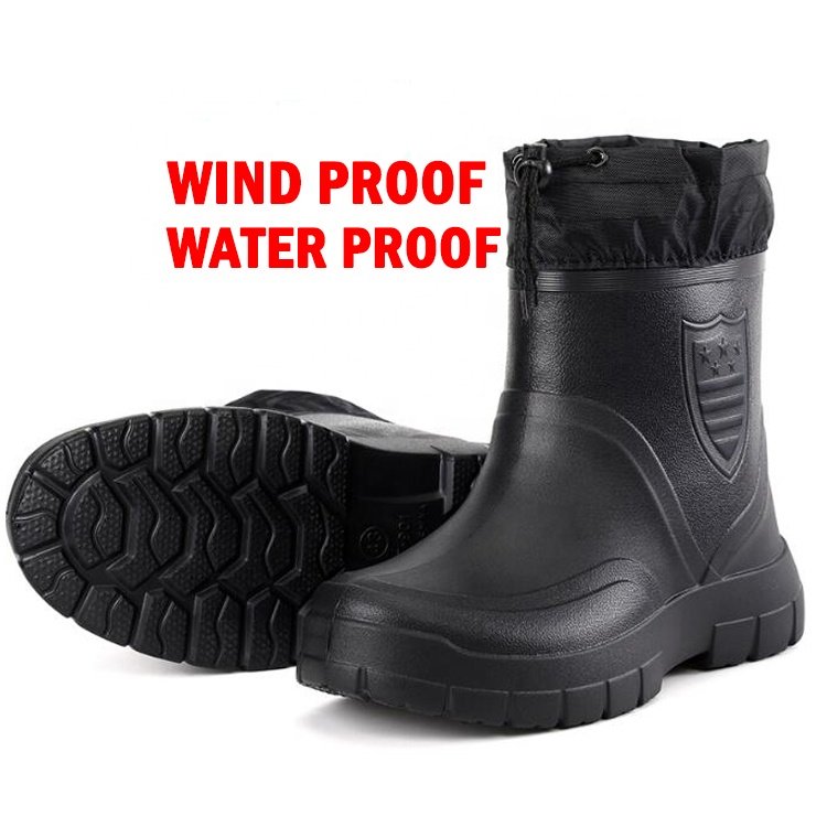 Waterproof anti slip oil acid resistant lightweight eva rain boots keep warm winter ankle eva boots for men