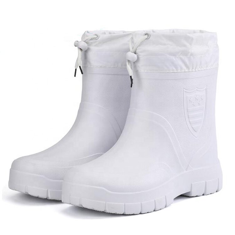 Waterproof anti slip oil acid resistant lightweight eva rain boots keep warm winter ankle eva boots for men