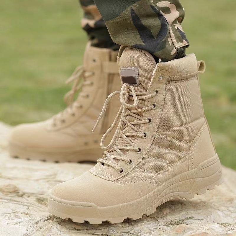 SONICE Men's Desert High Shoes Rubber Outdoor Hiking Light Weight Botas Training Combat Shoes Climbing Tactical Boots