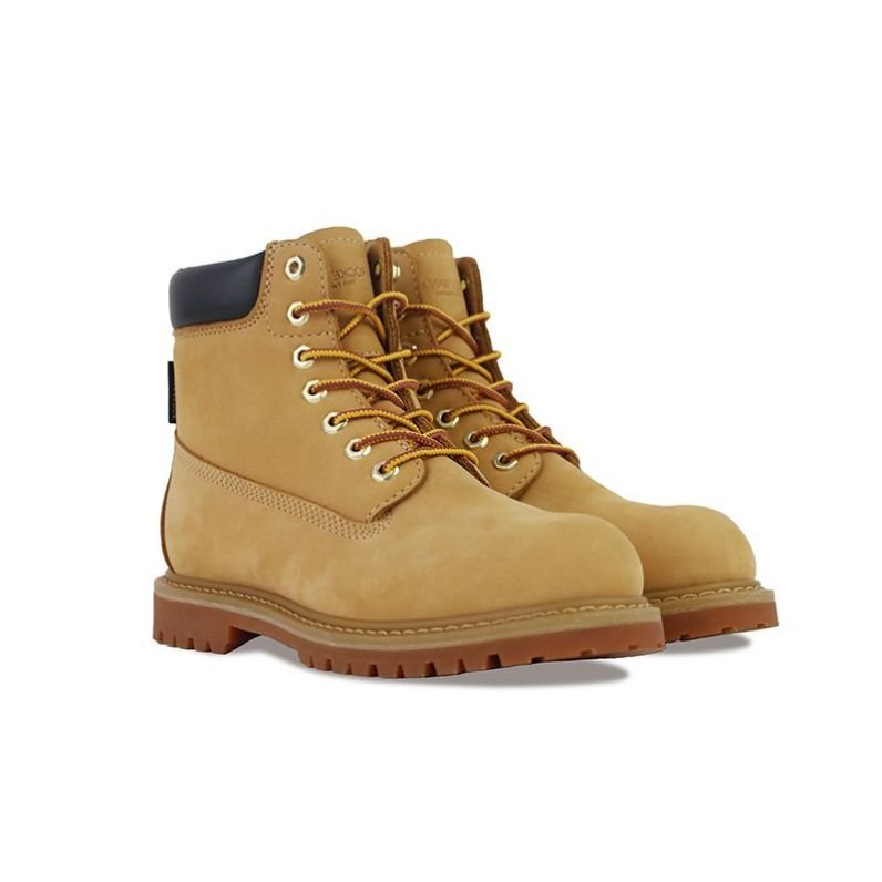 Goodyear Men's Genuine Leather Work Boots Waterproof Winter Shoes Lace-Up Closure Breathable Height Increasing Western Style