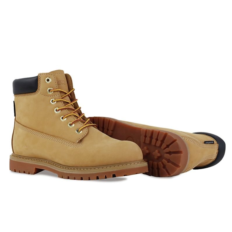 Goodyear Men's Genuine Leather Work Boots Waterproof Winter Shoes Lace-Up Closure Breathable Height Increasing Western Style