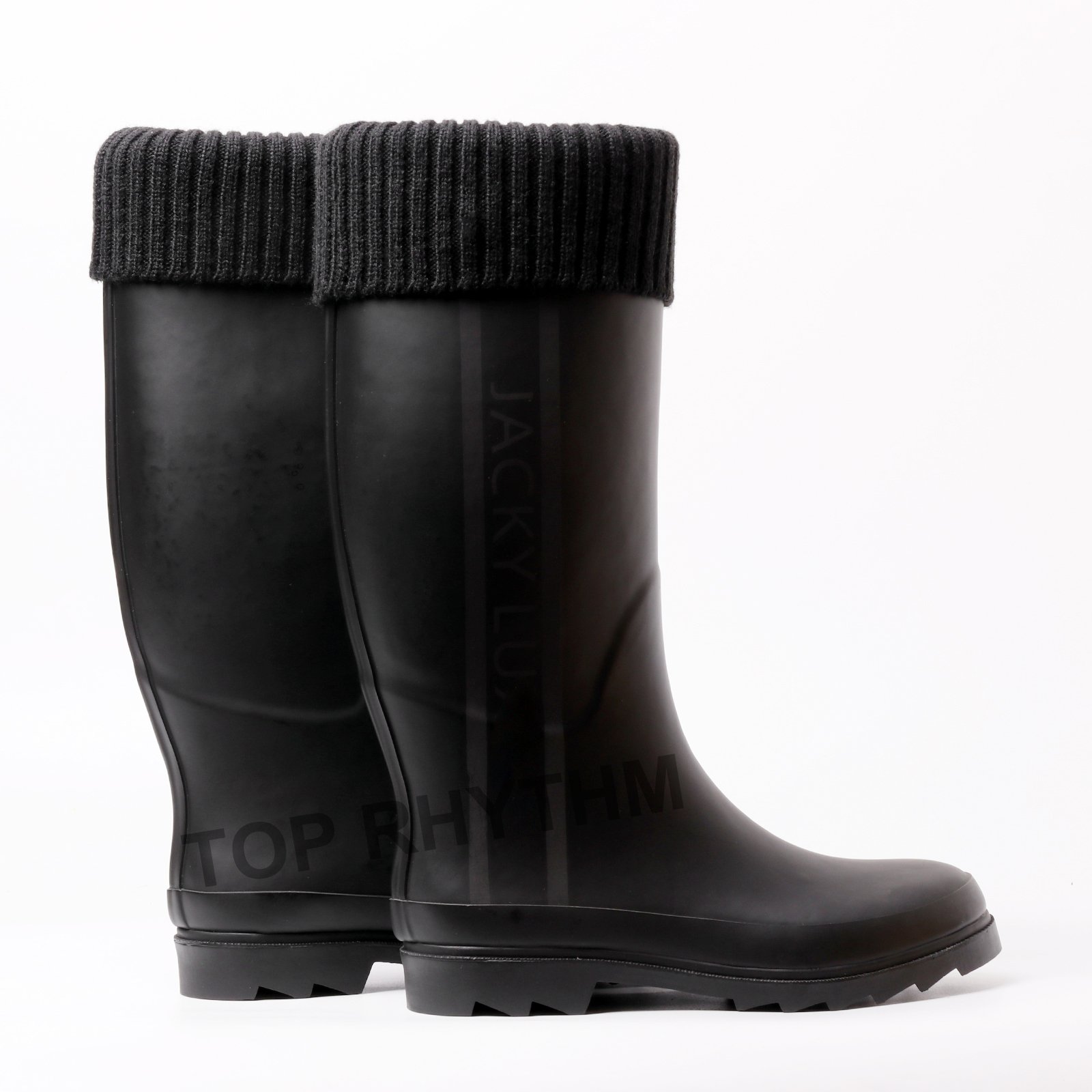 winter safety gumboots premium custom gumboots black knitting ladies wellington boots women