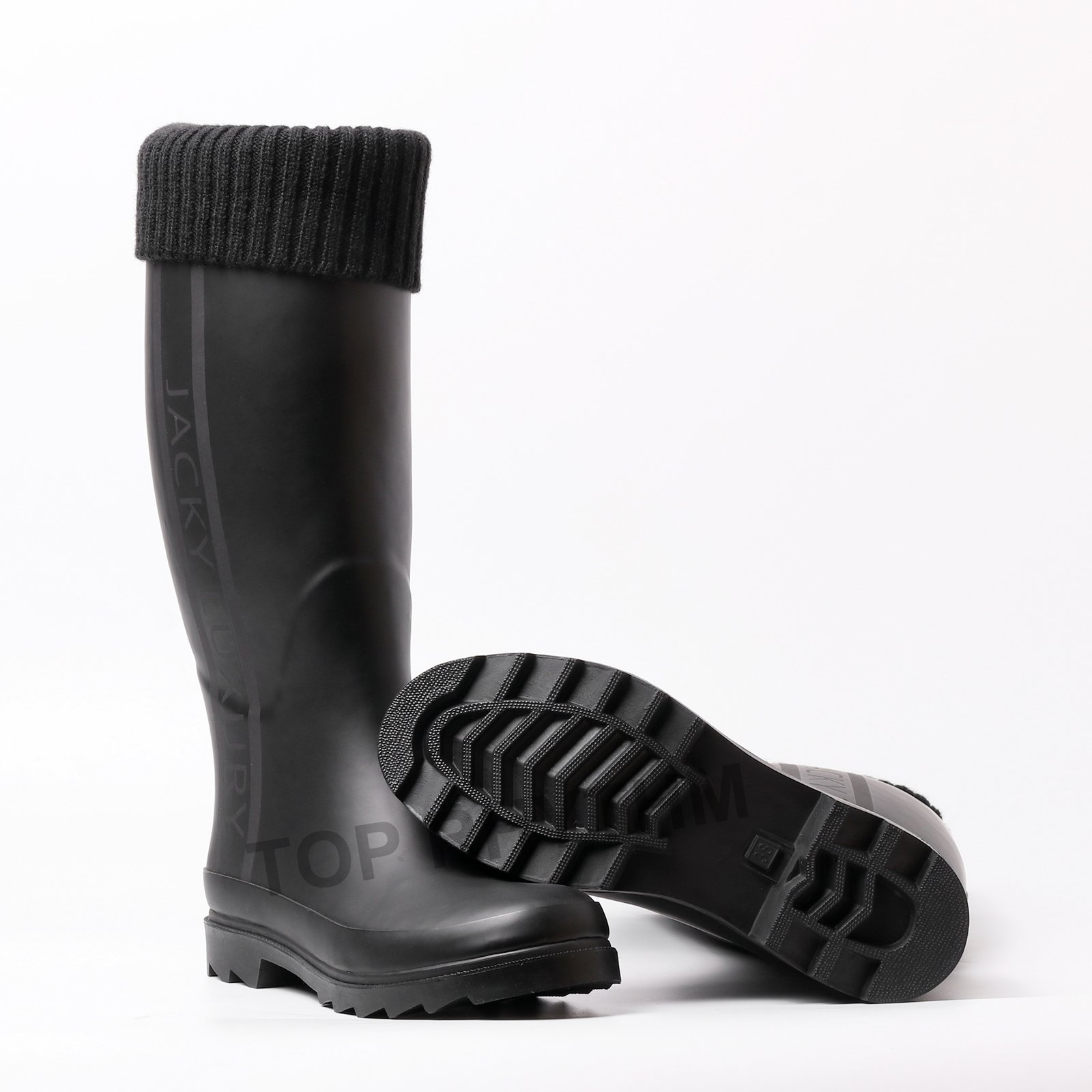 winter safety gumboots premium custom gumboots black knitting ladies wellington boots women