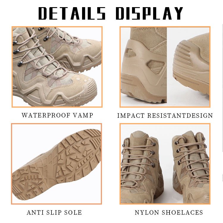 OBSHORSE Cuero Oxford Seguro E Impermeable Al Aire Libre Botas De Combate Tactico Extra Largas Para Hombre Bota Tactico