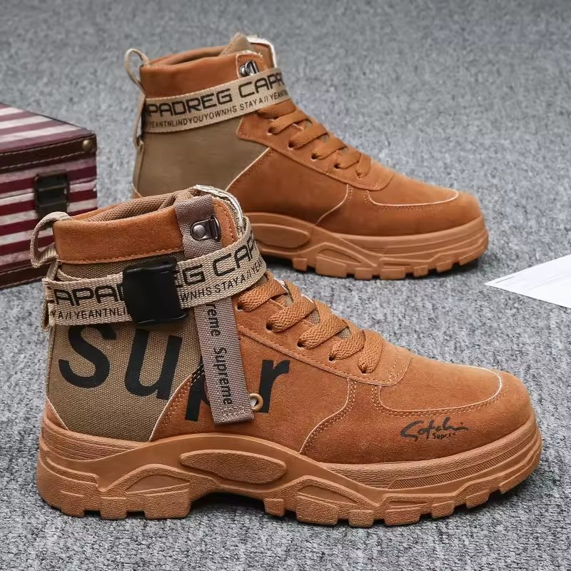 Soft Anti-Slip Canvas TPU Lace-Up Boots Camouflage Pattern Ankle Height for Summer Winter Season Upper Material Suede